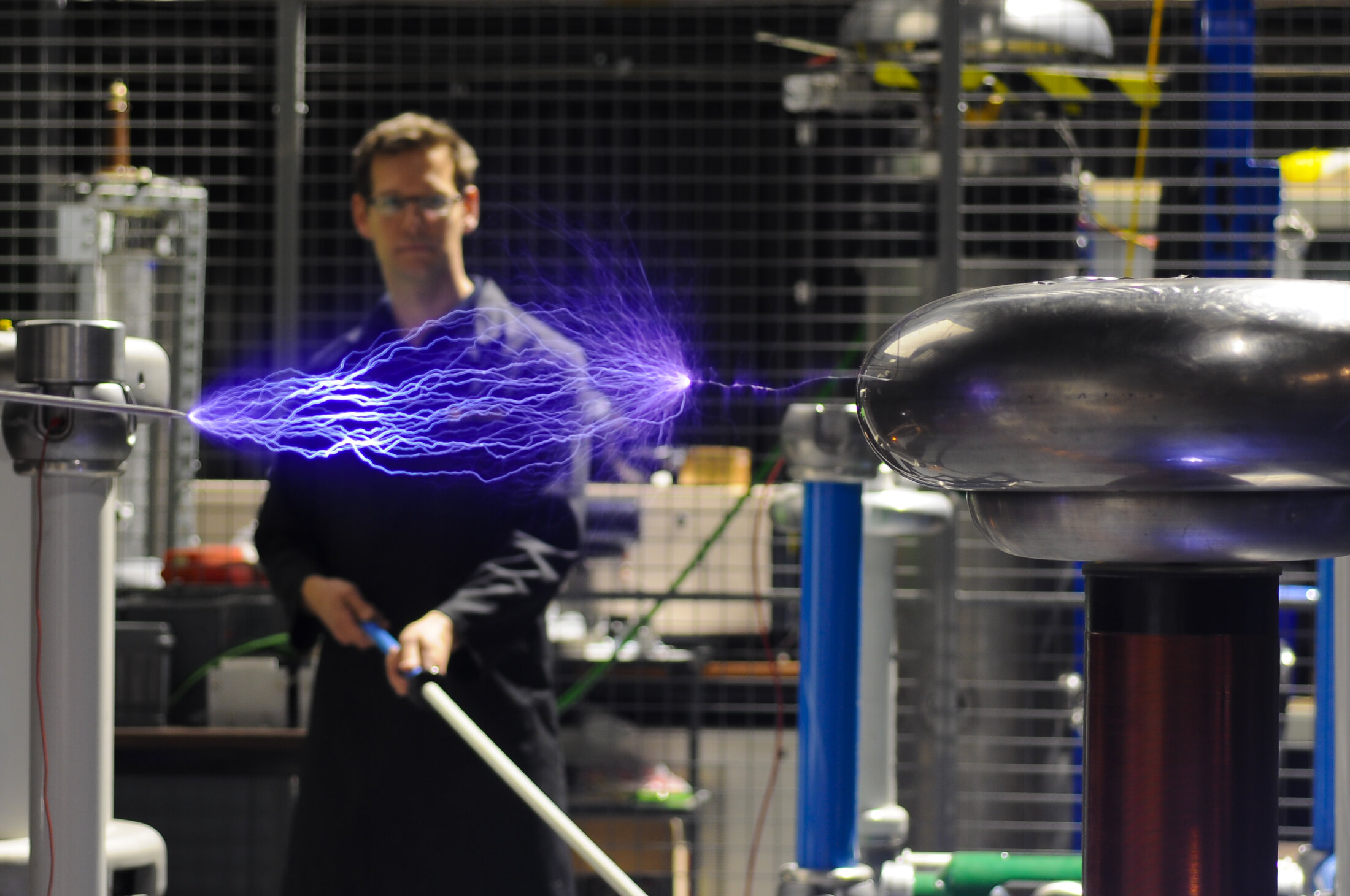 A member of research staff undertaking research in the Tony Davies High Voltage Laboratory
