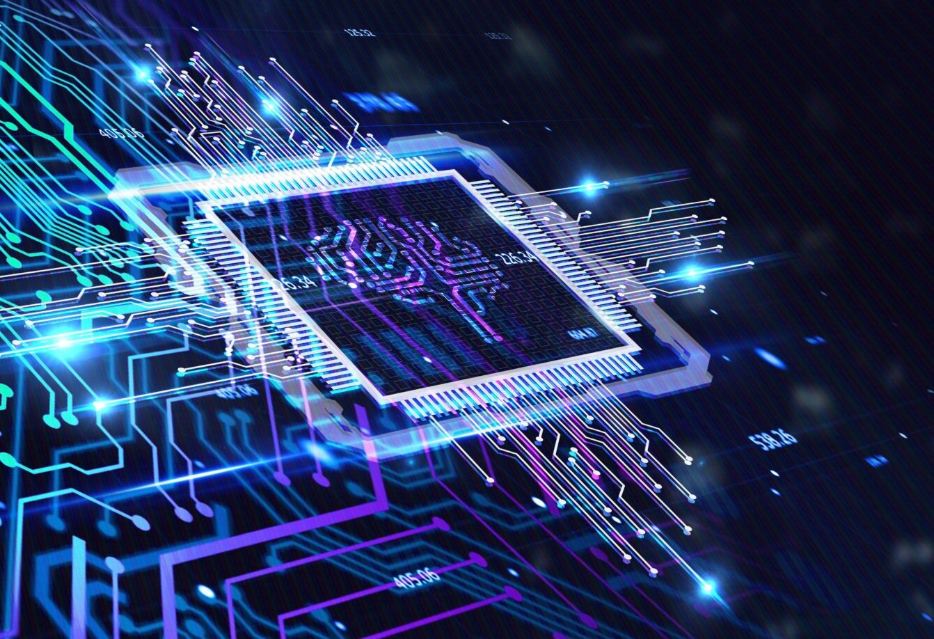 A visualisation of a computer chip